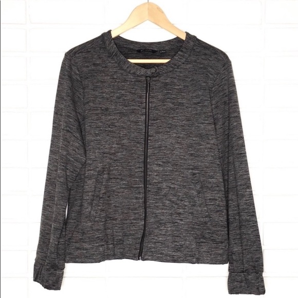 H by Halston | Heathered Grey/Grey Zip-Up Jacket - Picture 1 of 6